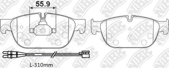 NiBK PN42001W - Тормозные колодки, дисковые, комплект autospares.lv