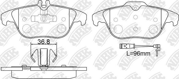 NiBK PN0460W - Тормозные колодки, дисковые, комплект autospares.lv