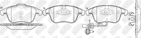 NiBK PN0398W - Тормозные колодки, дисковые, комплект autospares.lv