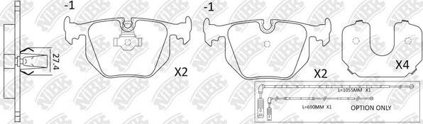 NiBK PN0225W - Тормозные колодки, дисковые, комплект autospares.lv