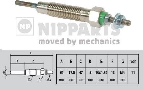 Nipparts J5715004 - Свеча накаливания autospares.lv