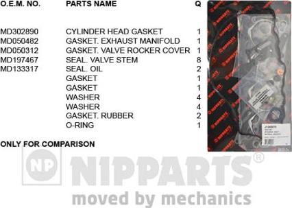 Nipparts J1245070 - Комплект прокладок, головка цилиндра autospares.lv