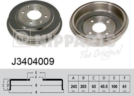 Nipparts J3404009 - Тормозной барабан autospares.lv