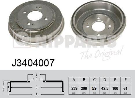 Nipparts J3404007 - Тормозной барабан autospares.lv