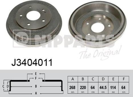 Nipparts J3404011 - Тормозной барабан autospares.lv