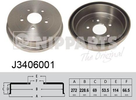 Nipparts J3406001 - Тормозной барабан autospares.lv