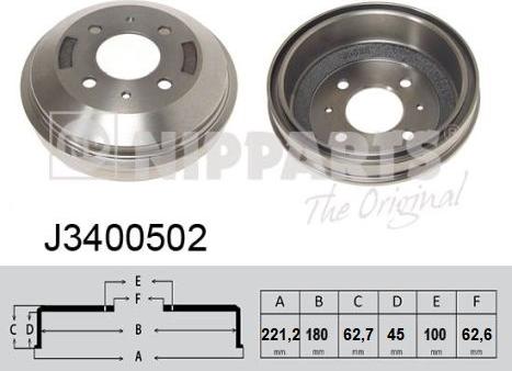 Nipparts J3400502 - Тормозной барабан autospares.lv