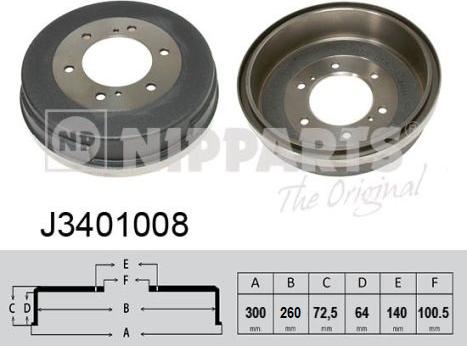 Nipparts J3401008 - Тормозной барабан autospares.lv