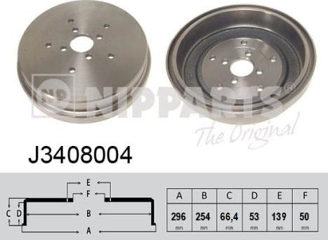 Nipparts J3408004 - Тормозной барабан autospares.lv