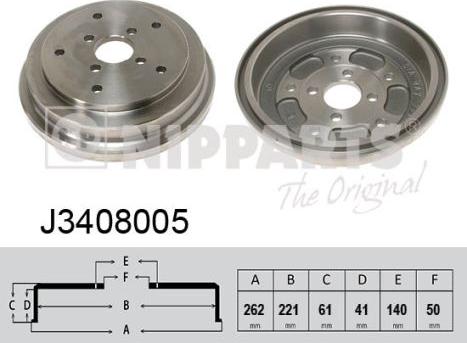 Nipparts J3408005 - Тормозной барабан autospares.lv