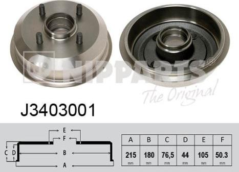 Nipparts J3403001 - Тормозной барабан autospares.lv