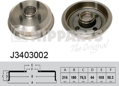 Nipparts J3403002 - Тормозной барабан autospares.lv