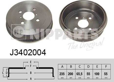 Nipparts J3402004 - Тормозной барабан autospares.lv