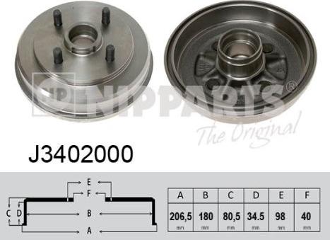 Nipparts J3402000 - Тормозной барабан autospares.lv