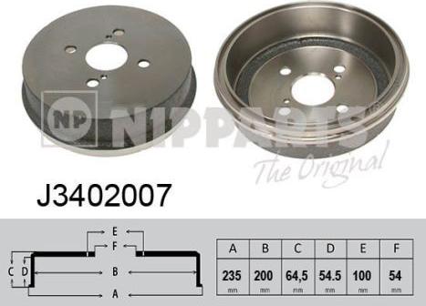 Nipparts J3402007 - Тормозной барабан autospares.lv