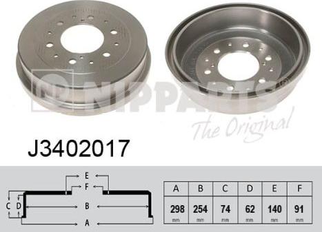 Nipparts J3402017 - Тормозной барабан autospares.lv