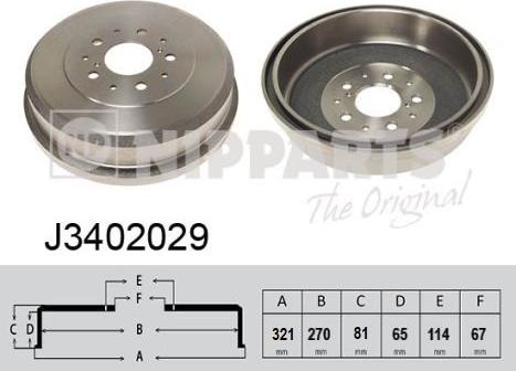 Nipparts J3402029 - Тормозной барабан autospares.lv