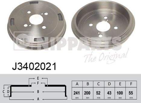 Nipparts J3402021 - Тормозной барабан autospares.lv