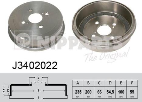 Nipparts J3402022 - Тормозной барабан autospares.lv