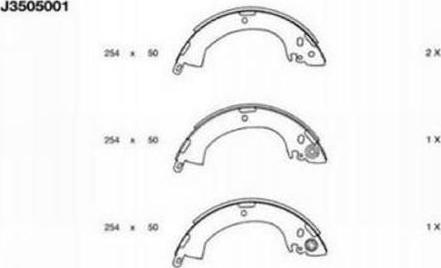 Nipparts J3505001 - Комплект тормозных колодок, барабанные autospares.lv