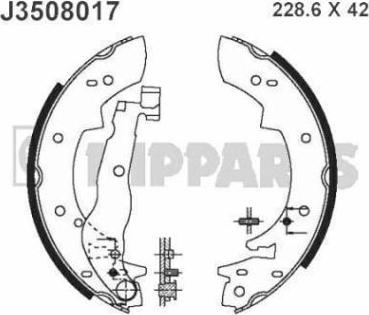 Nipparts J3508017 - Комплект тормозных колодок, барабанные autospares.lv