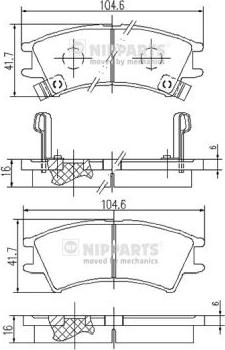 Nipparts J3600524 - Тормозные колодки, дисковые, комплект autospares.lv