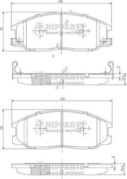 Nipparts J3600526 - Тормозные колодки, дисковые, комплект autospares.lv