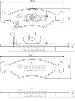 Nipparts J3600301 - Тормозные колодки, дисковые, комплект autospares.lv