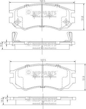 Nipparts J3601054 - Тормозные колодки, дисковые, комплект autospares.lv