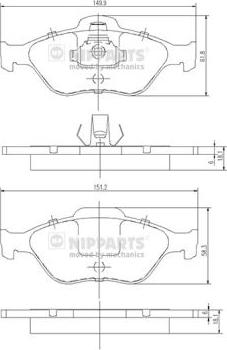 Nipparts J3603065 - Тормозные колодки, дисковые, комплект autospares.lv