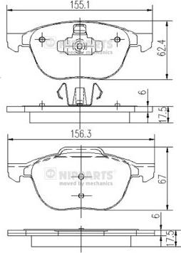 Nipparts J3603063 - Тормозные колодки, дисковые, комплект autospares.lv