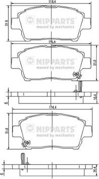 Nipparts J3602088 - Тормозные колодки, дисковые, комплект autospares.lv