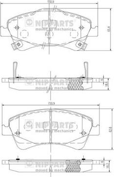 Nipparts J3602123 - Тормозные колодки, дисковые, комплект autospares.lv