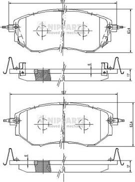 Nipparts J3607019 - Тормозные колодки, дисковые, комплект autospares.lv