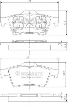 Nipparts J3611045 - Тормозные колодки, дисковые, комплект autospares.lv