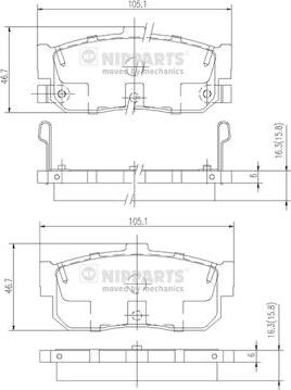 Nipparts J3611034 - Тормозные колодки, дисковые, комплект autospares.lv