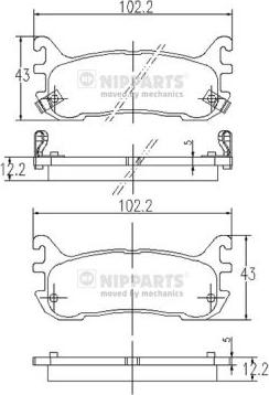 Nipparts J3613012 - Тормозные колодки, дисковые, комплект autospares.lv