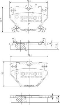 Nipparts J3612018 - Тормозные колодки, дисковые, комплект autospares.lv