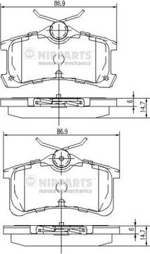 Nipparts J3612026 - Тормозные колодки, дисковые, комплект autospares.lv