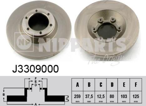 Nipparts J3309000 - Тормозной диск autospares.lv