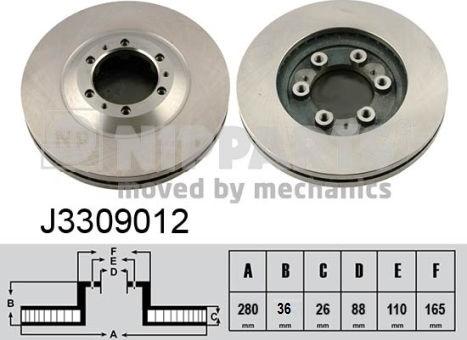 Nipparts J3309012 - Тормозной диск autospares.lv