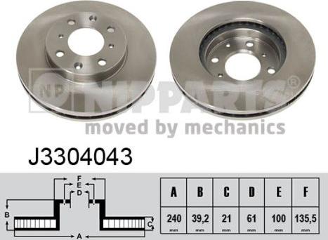 Nipparts J3304043 - Тормозной диск autospares.lv