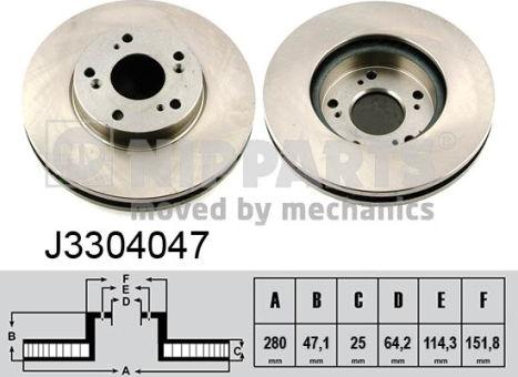 Nipparts J3304047 - Тормозной диск autospares.lv