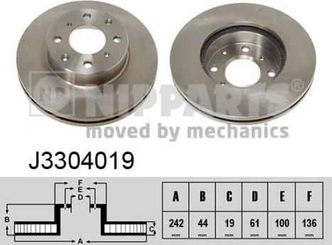 Nipparts J3304019 - Тормозной диск autospares.lv