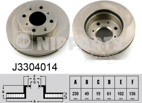 Nipparts J3304014 - Тормозной диск autospares.lv