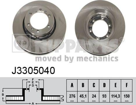 Nipparts J3305040 - Тормозной диск autospares.lv