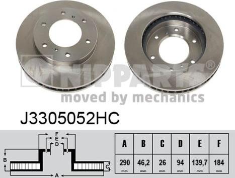 Nipparts J3305052HC - Тормозной диск autospares.lv