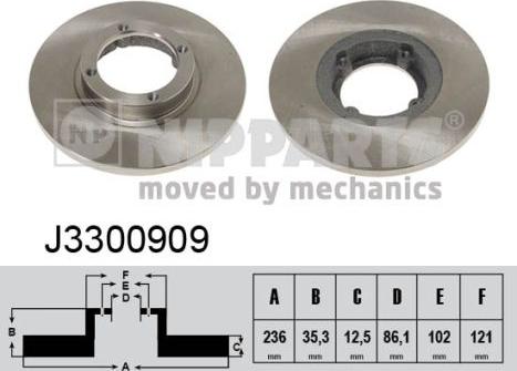 Nipparts J3300909 - Тормозной диск autospares.lv