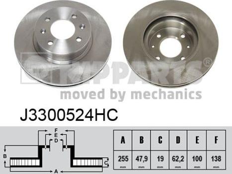 Nipparts J3300524HC - Тормозной диск autospares.lv