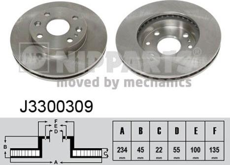 Nipparts J3300309 - Тормозной диск autospares.lv